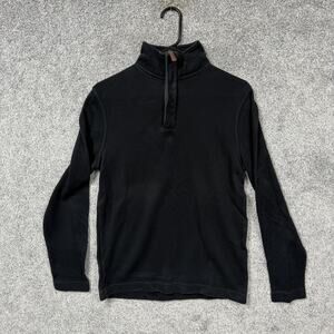 British Khaki Sweater Mens Small Black Knit 1/4 Zip Mock Neck Gorpcore Pullover
